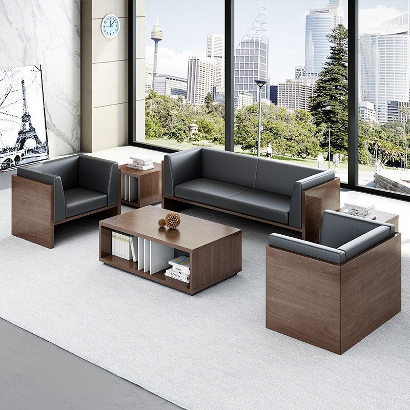 Modern Nordic Design Modular 2-Seater Leather Office Sofa Set European Style Hotels Schools Home Offices Commercial Reception
