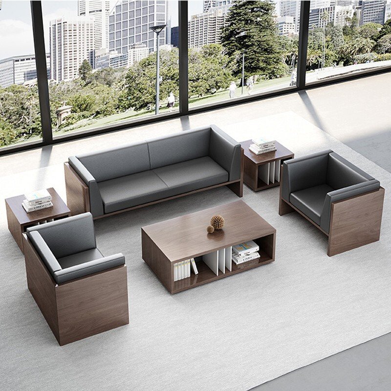 Modern Nordic Design Modular 2-Seater Leather Office Sofa Set European Style Hotels Schools Home Offices Commercial Reception