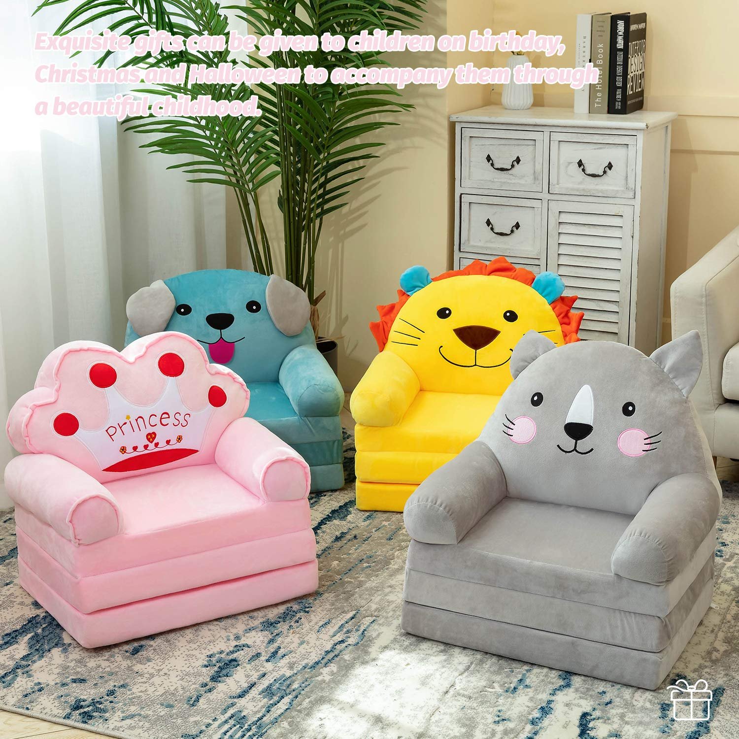 Super Soft Nugget Kids Folding Sofa Cover High Density Children Gifts Children Indoor Simple Sofa Couches Sleeper Chair