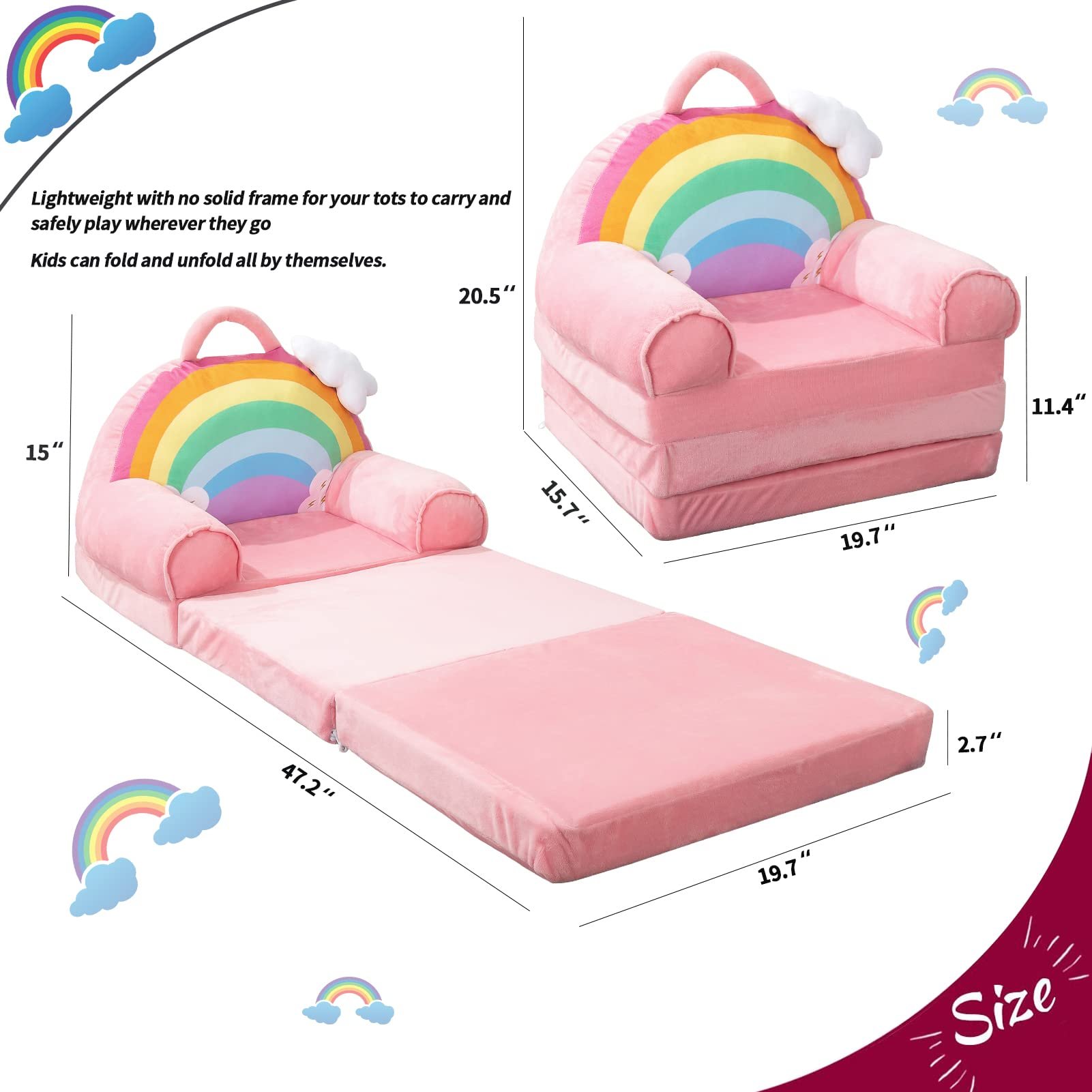 Super Soft Nugget Kids Folding Sofa Cover High Density Children Gifts Children Indoor Simple Sofa Couches Sleeper Chair