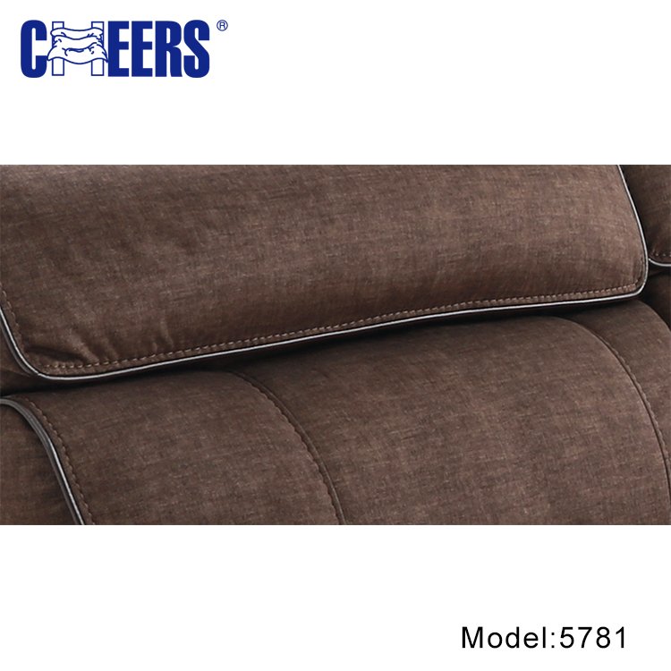 MANWAH CHEERS Fabric Upholstered Living Room Sofa 5-Seater Power Reclining Sectional with Console for Living Room