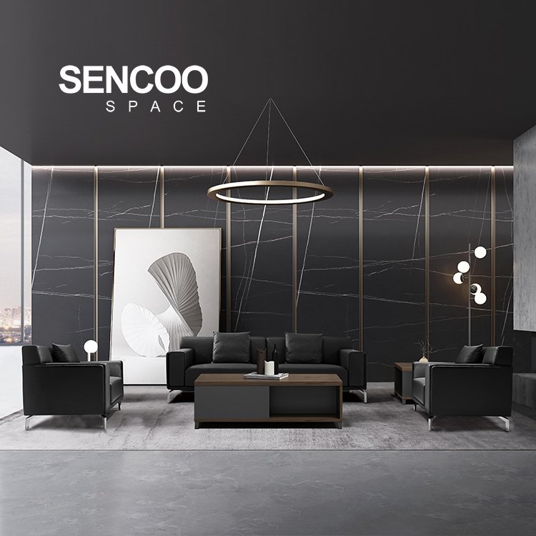 Sencoo commercial furniture home office sofa company reception waiting area leather leisure sofa set
