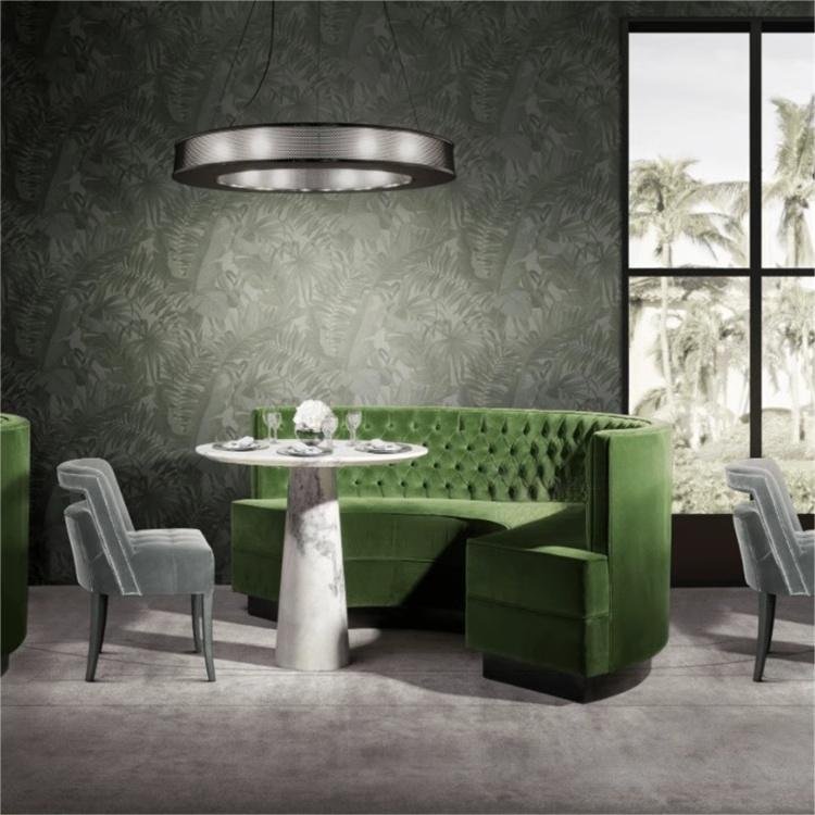 custom luxury deep buttoned velvet half circle restaurant booth seating golden base booth sofa for nightclub bar