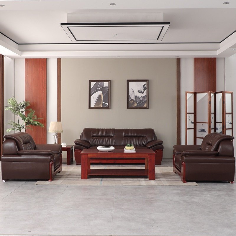 High Quality Cheap Solid Wood Leather U-Shaped Irable High Density Seat Box Office Sofa