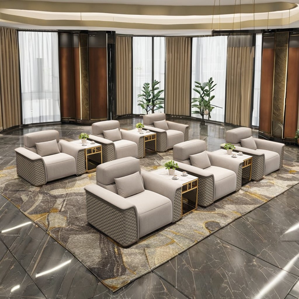 Modern Light Luxury Single Seat Office Sofa for Lobby VIP Business Reception Negotiation Meeting in Private Space