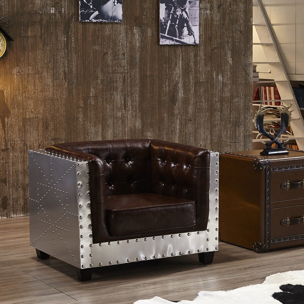 Wholesale Antique Aluminum Aviator Tufted Sofa Set Furniture