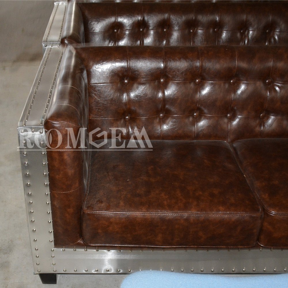 Wholesale Antique Aluminum Aviator Tufted Sofa Set Furniture