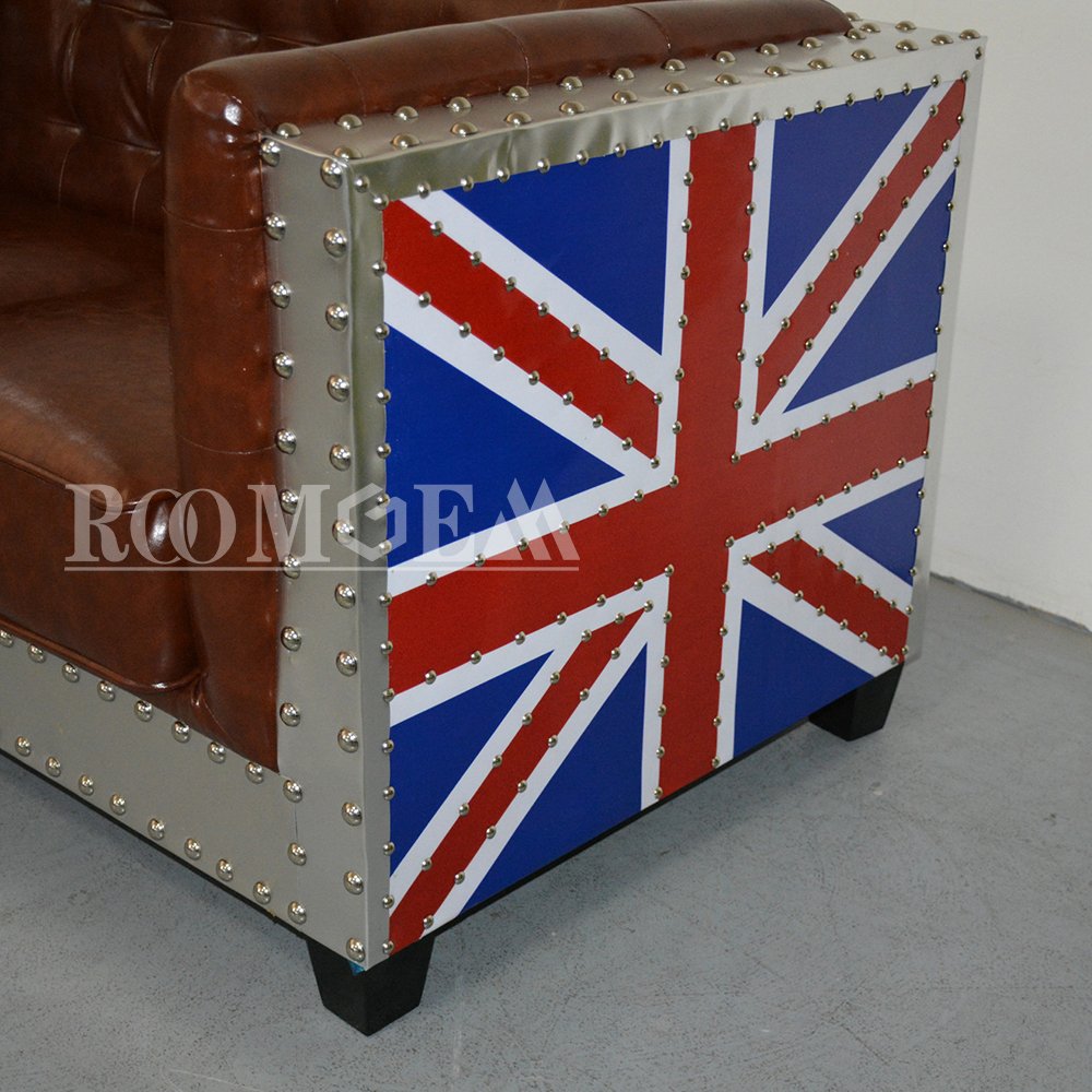Wholesale Antique Aluminum Aviator Tufted Sofa Set Furniture