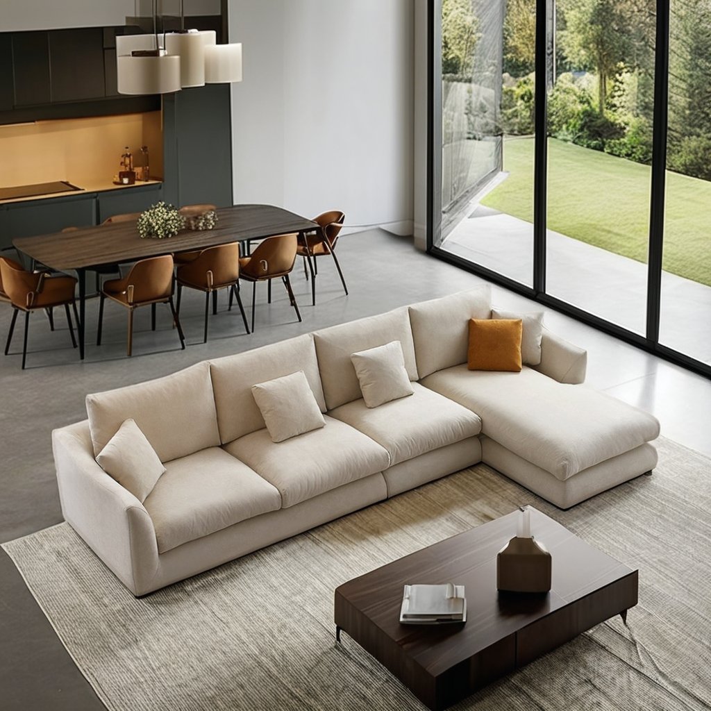 Modern Luxury Living Room Feather Down Sofa L shape With Chaise Sectional linen Couch Modular Sofa Couch Set
