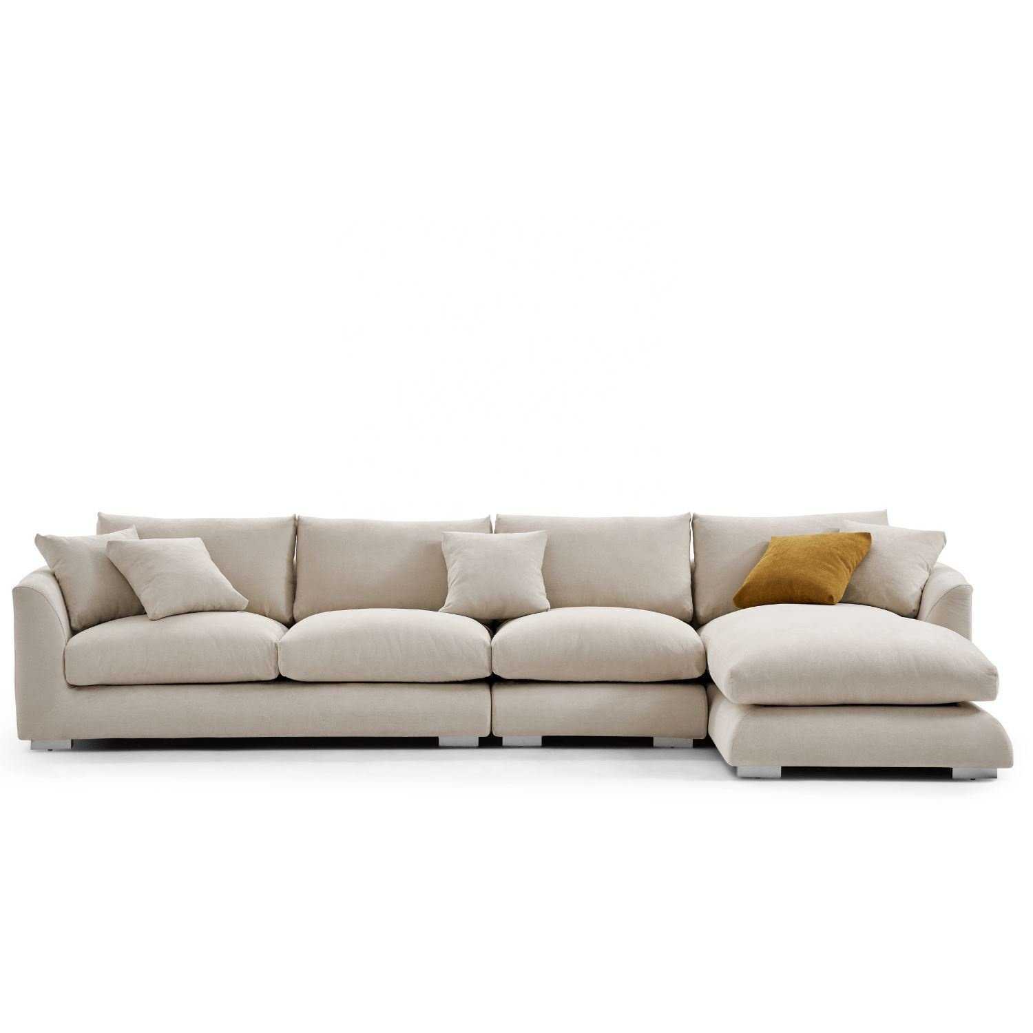 Modern Luxury Living Room Feather Down Sofa L shape With Chaise Sectional linen Couch Modular Sofa Couch Set