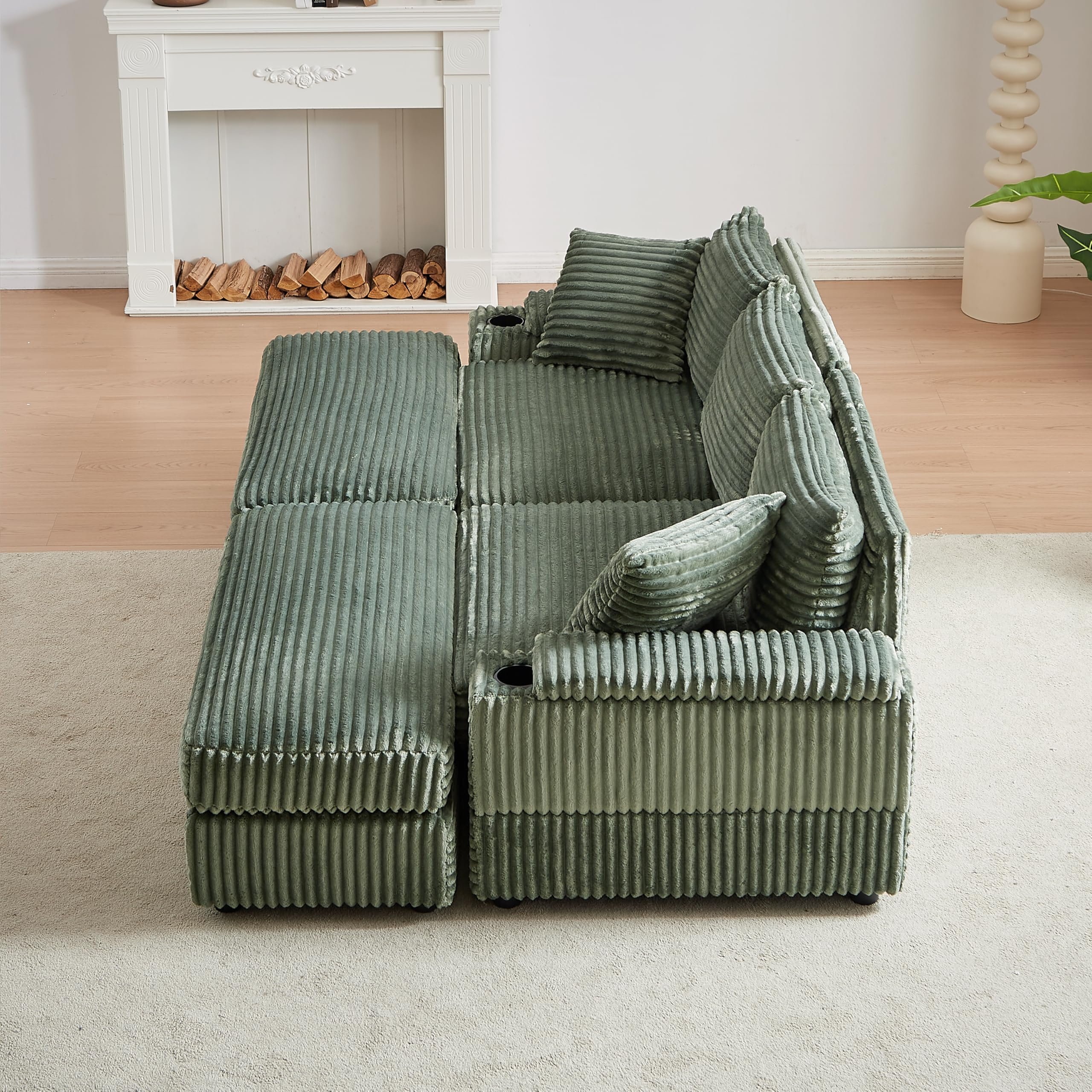 Upholstered Cloud Modular Furniture Convertible Chaise Lounge Sectional Loveseat Compression Cinema Sofa for Living Room