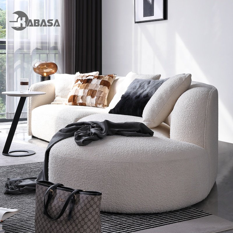 KABASA soft round modern couch simple sofa minimalist special shaped cashmere white sofa designs luxury sofa