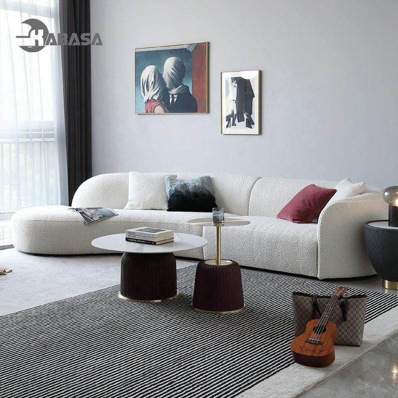 KABASA soft round modern couch simple sofa minimalist special shaped cashmere white sofa designs luxury sofa