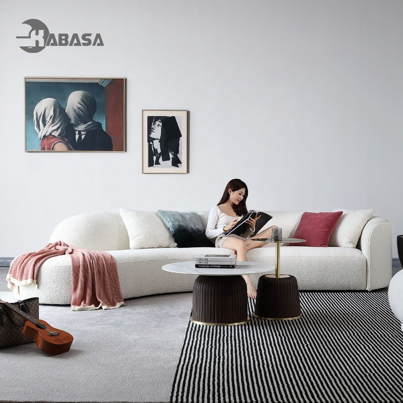 KABASA soft round modern couch simple sofa minimalist special shaped cashmere white sofa designs luxury sofa