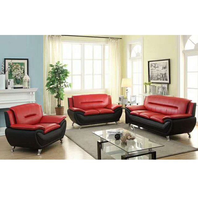 Black and white sofa set couch modern living room furniture two seater with metal legs backrest 2 pillows sofa chair
