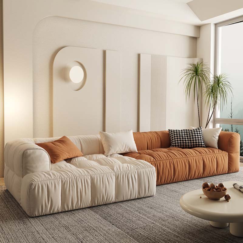 European American Style Manufacturer Soft Seat Set Design White Velvet Fabric Modular Upholstered Sofa