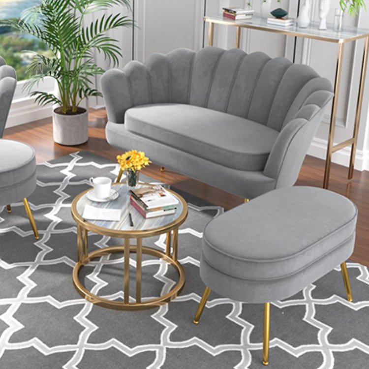 Nordic Simple Sofa Modern Velvet Metal Feet Home Living Room Sofa Office Reception Sofa