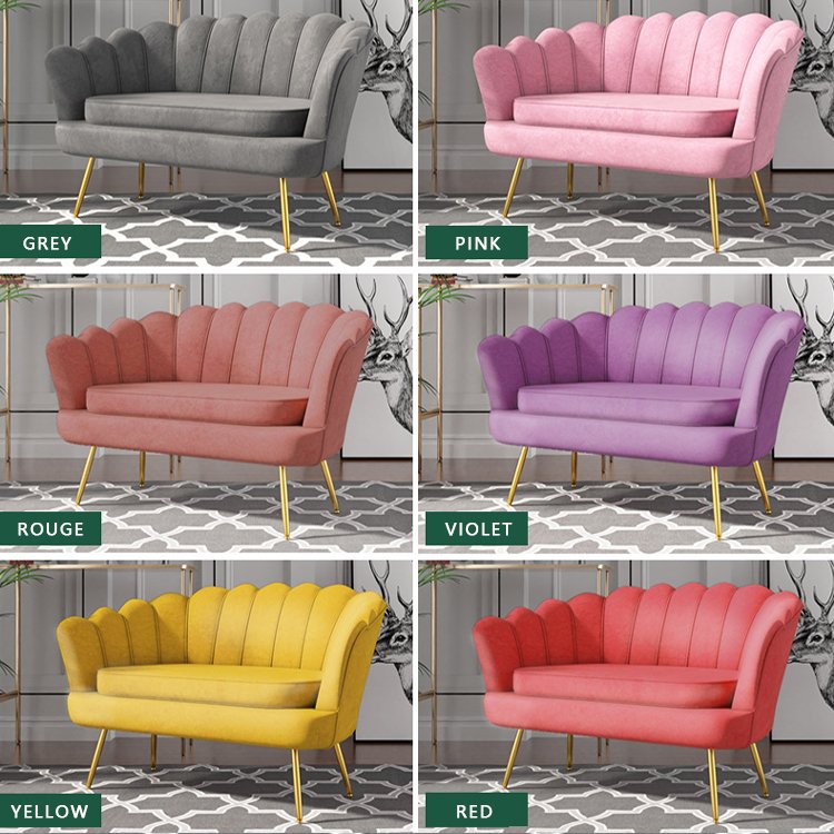 Nordic Simple Sofa Modern Velvet Metal Feet Home Living Room Sofa Office Reception Sofa