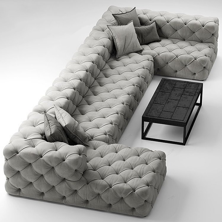 Winforce Factory Wholesale Modern 7 Seater U Shape Sofa Velvet Sectional Living Room Sofa Set Furniture Corner Chesterfield Sofa