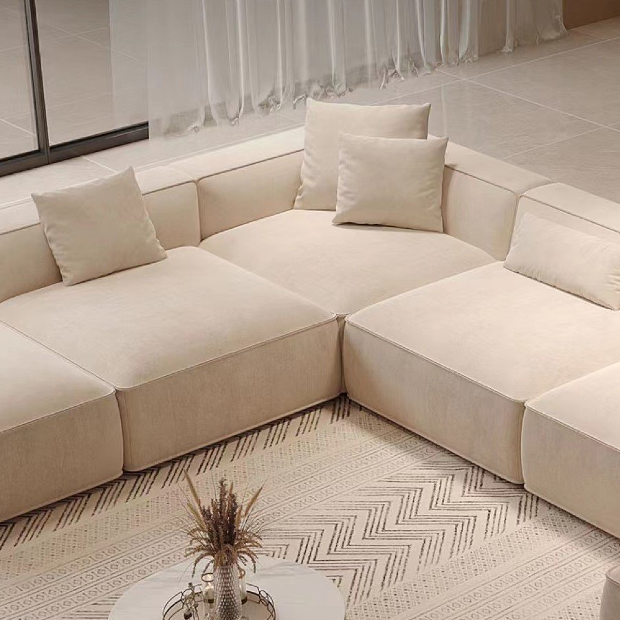 Leisure Velvet Fabric Sofa Sectional Sofa Double-sided Sofa Modern Large Family 1, 2, 3 Customized Foam Couch Living Room Sofa
