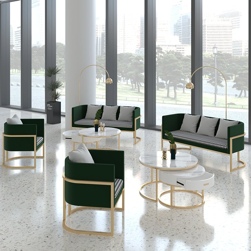Modern Reception Waiting Chair Living Room Sofa Bench Salon Furniture Pink Waiting Sofa With 3 Seats