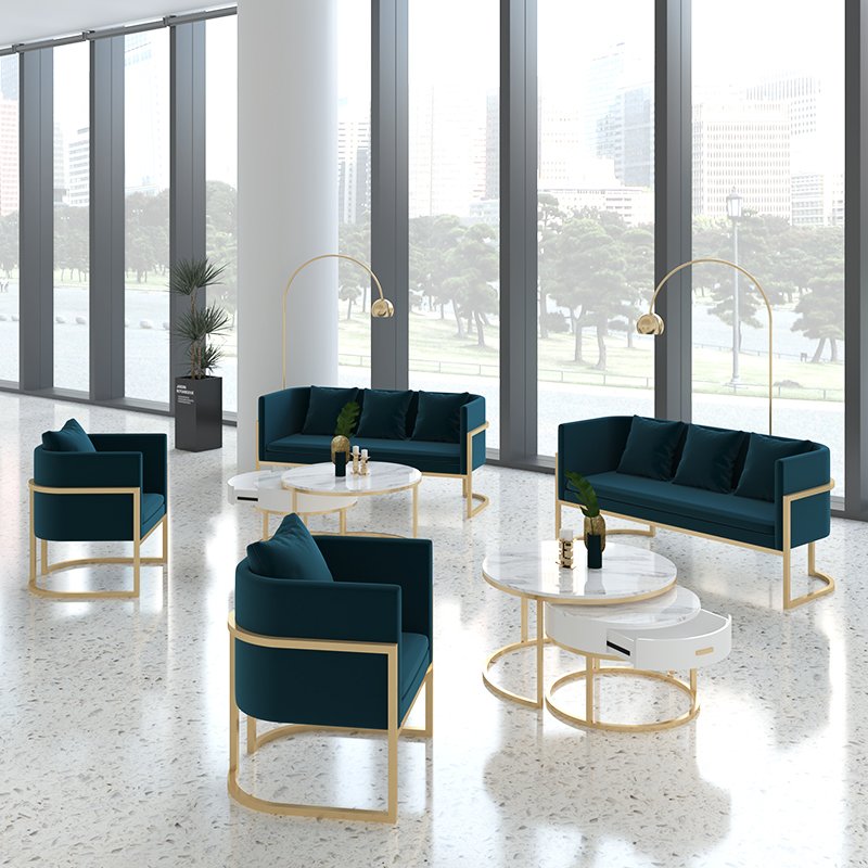 Modern Reception Waiting Chair Living Room Sofa Bench Salon Furniture Pink Waiting Sofa With 3 Seats