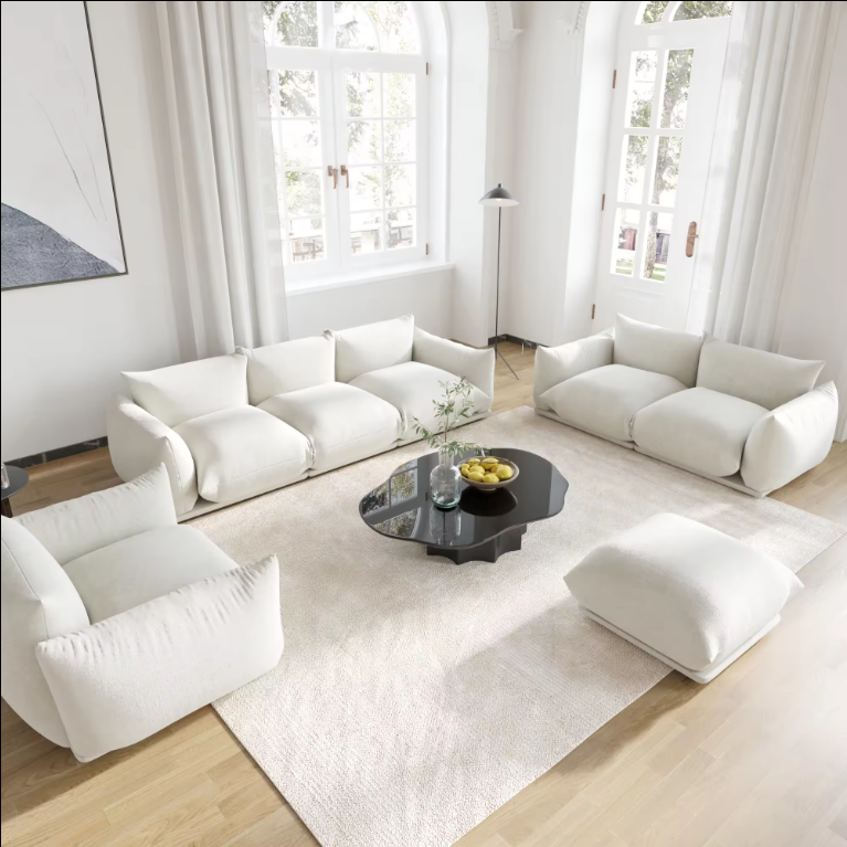 Chenille Fabric Modern Home Office Seating Modular Couch Set Living Room Sectional Sofas