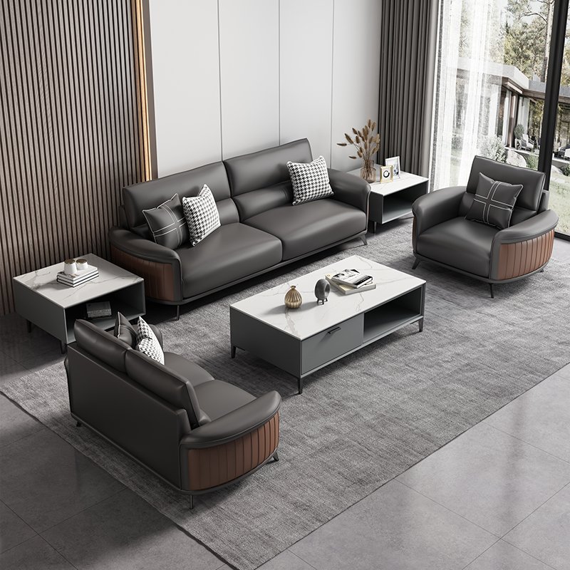 Business Reception Office Sofa Boss Office Sofa Modular Sectional Modern Leather Sofas Coffee Table Set