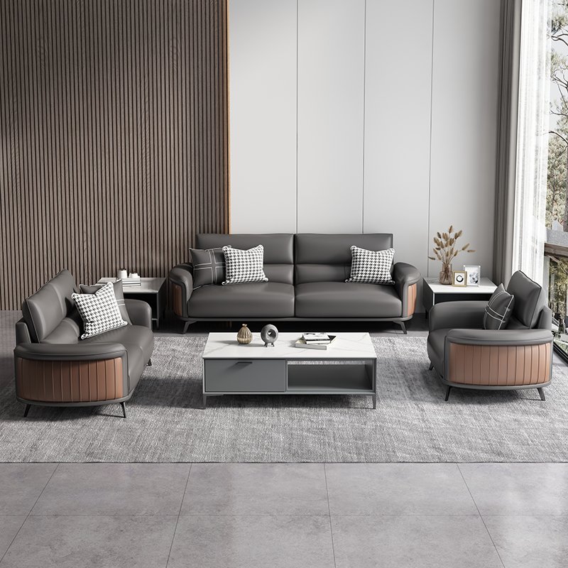 Business Reception Office Sofa Boss Office Sofa Modular Sectional Modern Leather Sofas Coffee Table Set