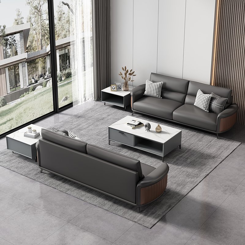 Business Reception Office Sofa Boss Office Sofa Modular Sectional Modern Leather Sofas Coffee Table Set