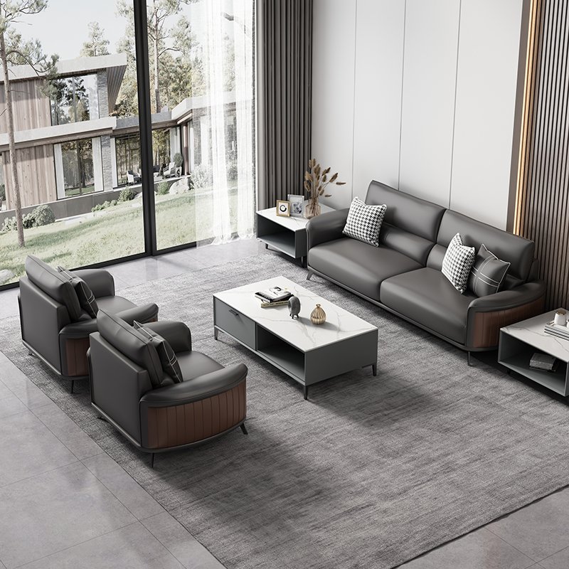 Business Reception Office Sofa Boss Office Sofa Modular Sectional Modern Leather Sofas Coffee Table Set