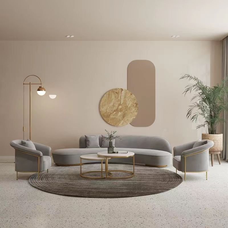 2023 new business office reception sofa technology cloth office sofa tea table combination