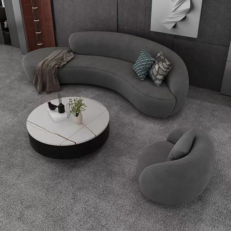 2023 new business office reception sofa technology cloth office sofa tea table combination