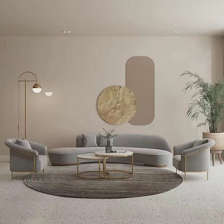2023 new business office reception sofa technology cloth office sofa tea table combination