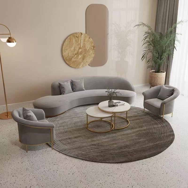 2023 new business office reception sofa technology cloth office sofa tea table combination