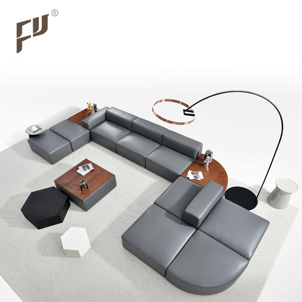 Furicco Office And Hotel Lounge Sofa Modern Style Leather Waiting Room Lounge Curved Modular Office Sofa