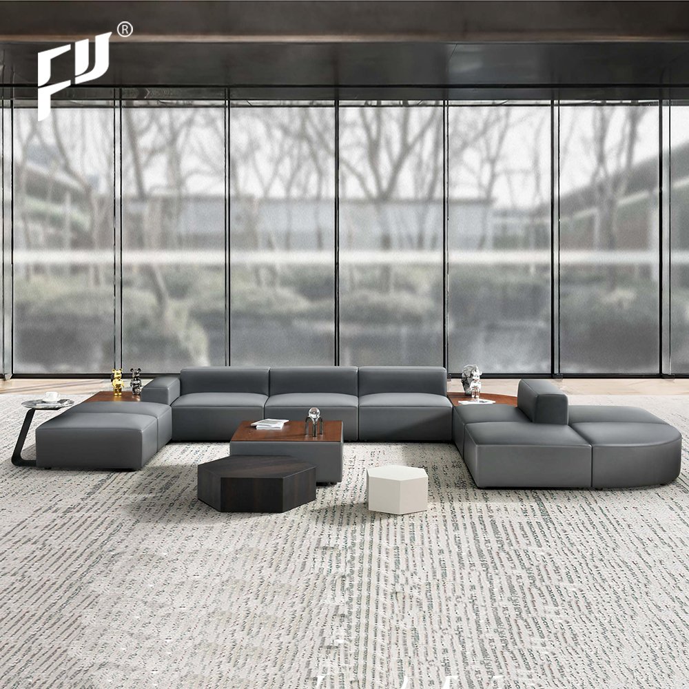 Furicco Office And Hotel Lounge Sofa Modern Style Leather Waiting Room Lounge Curved Modular Office Sofa