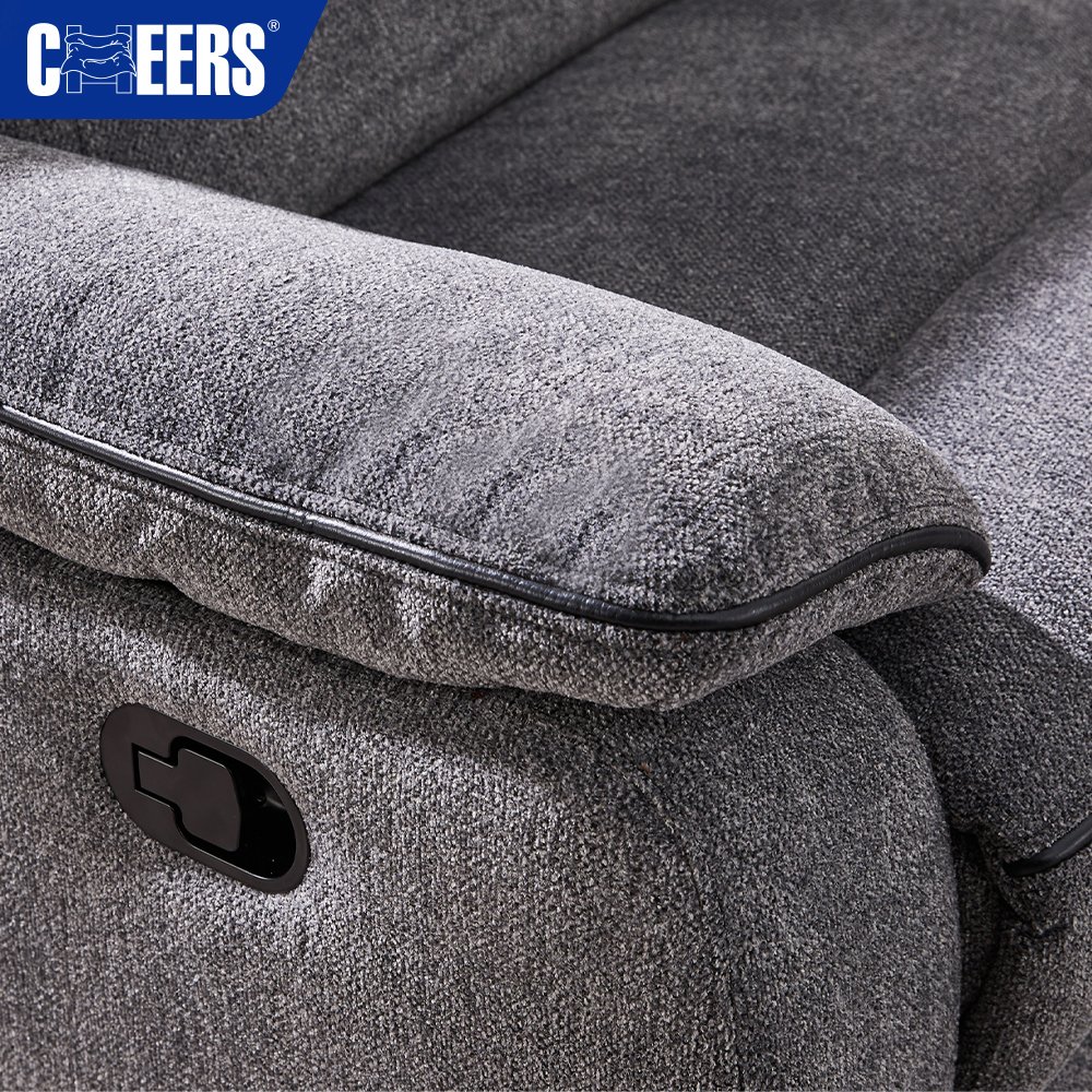 MANWAH CHEERS Skin-friendly Fabric Living Room Sofa 5-Seater Manual Reclining Sectional with Storage and Light for Living Room