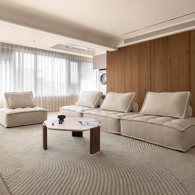modern minimalist modular sectional sofa set living room furniture teddy boucle fabric vacuum compression sofa couch