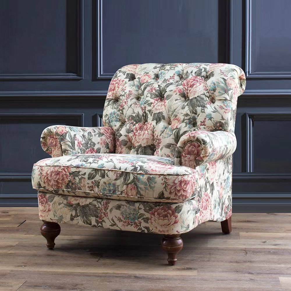 French modern light luxury simple living room and bedroom casual fabric solid wood single chair