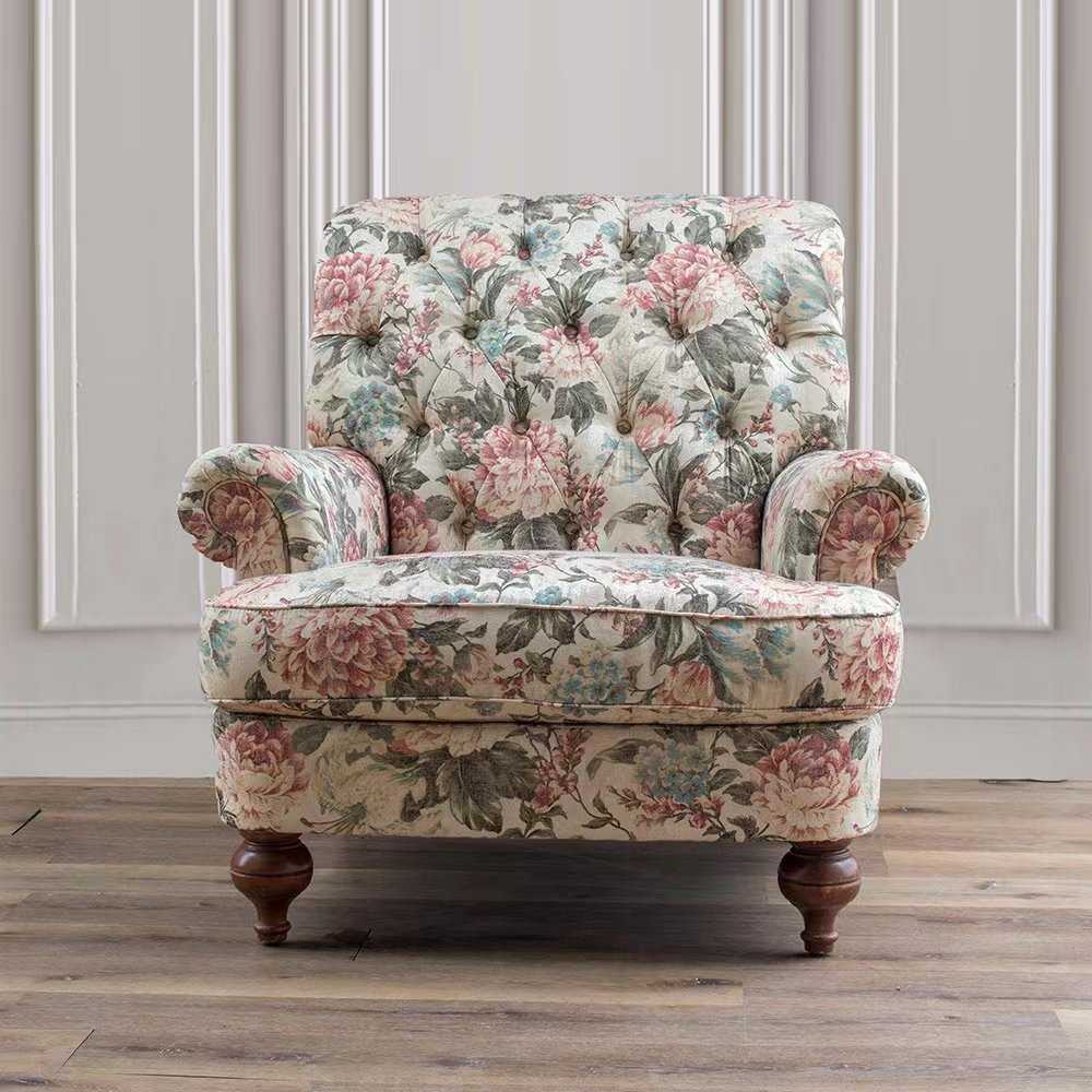 French modern light luxury simple living room and bedroom casual fabric solid wood single chair
