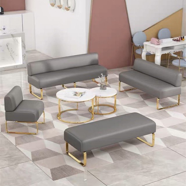 Customized Durable Wholesale 3 seater Commercial furniture leather Public office reception waiting sofa