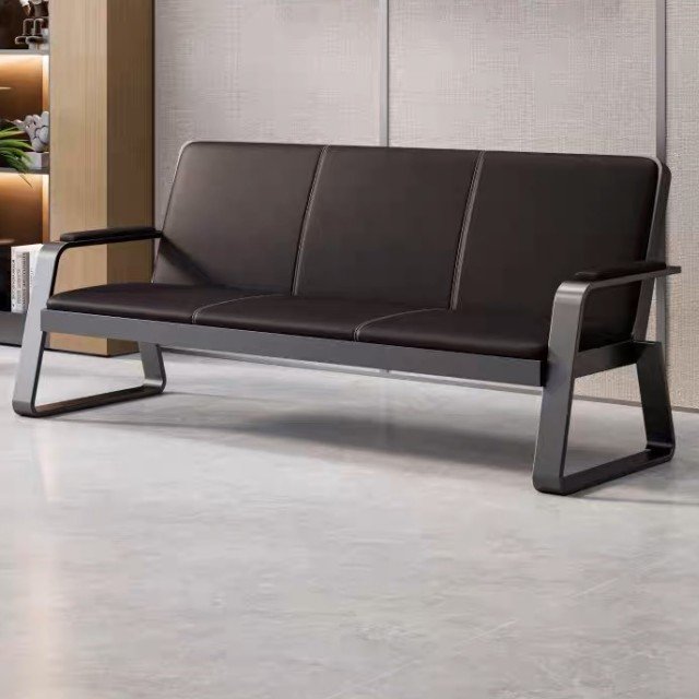 Customized Durable Wholesale 3 seater Commercial furniture leather Public office reception waiting sofa