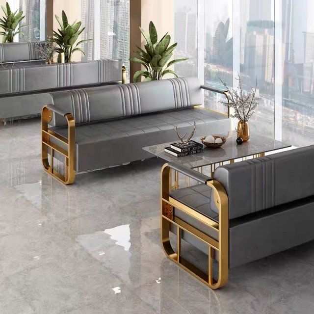 Customized Durable Wholesale 3 seater Commercial furniture leather Public office reception waiting sofa
