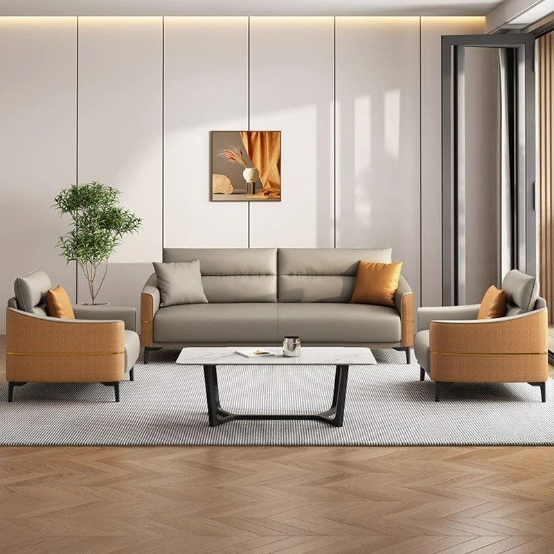 Hot Selling Latest Design Leather Office Sofa Sets Chinese Style Modern Rectangle Sectional Sofa office sofa set furniture