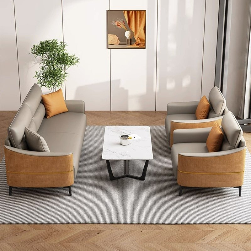 Hot Selling Latest Design Leather Office Sofa Sets Chinese Style Modern Rectangle Sectional Sofa office sofa set furniture