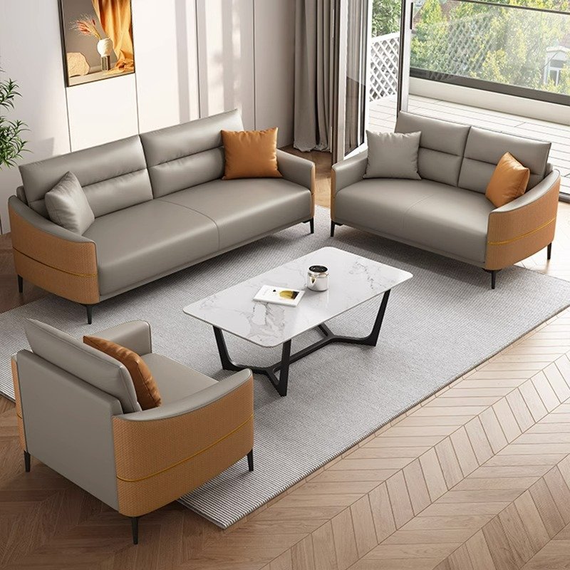 Hot Selling Latest Design Leather Office Sofa Sets Chinese Style Modern Rectangle Sectional Sofa office sofa set furniture