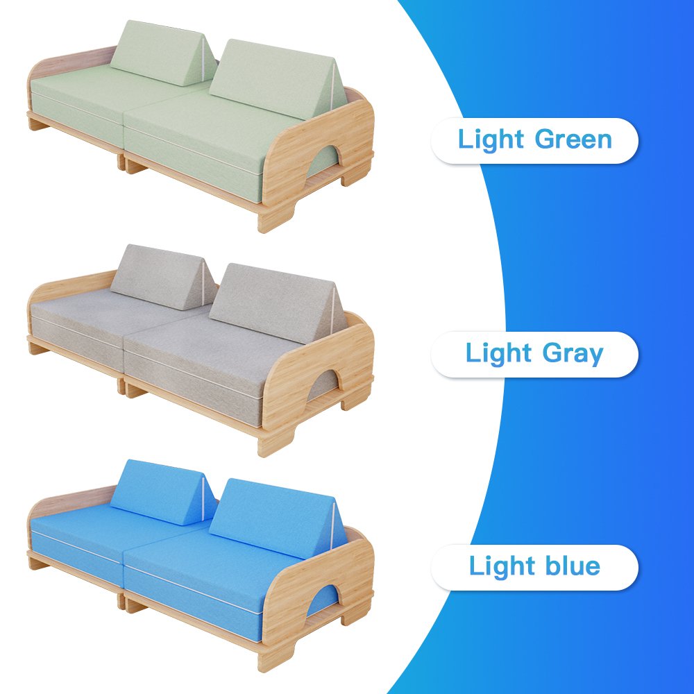 SAIEN Wood Structure Living Room Furniture Wood Frame Sofa Free Combination Children's Educational Toy Play Couch