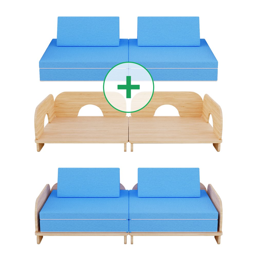 SAIEN Wood Structure Living Room Furniture Wood Frame Sofa Free Combination Children's Educational Toy Play Couch
