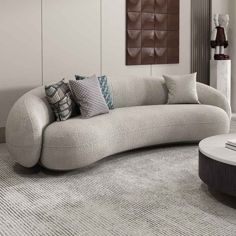 Italian-style minimalist fabric sofa living room small apartment modern arc creative design home apartment light luxury Internet